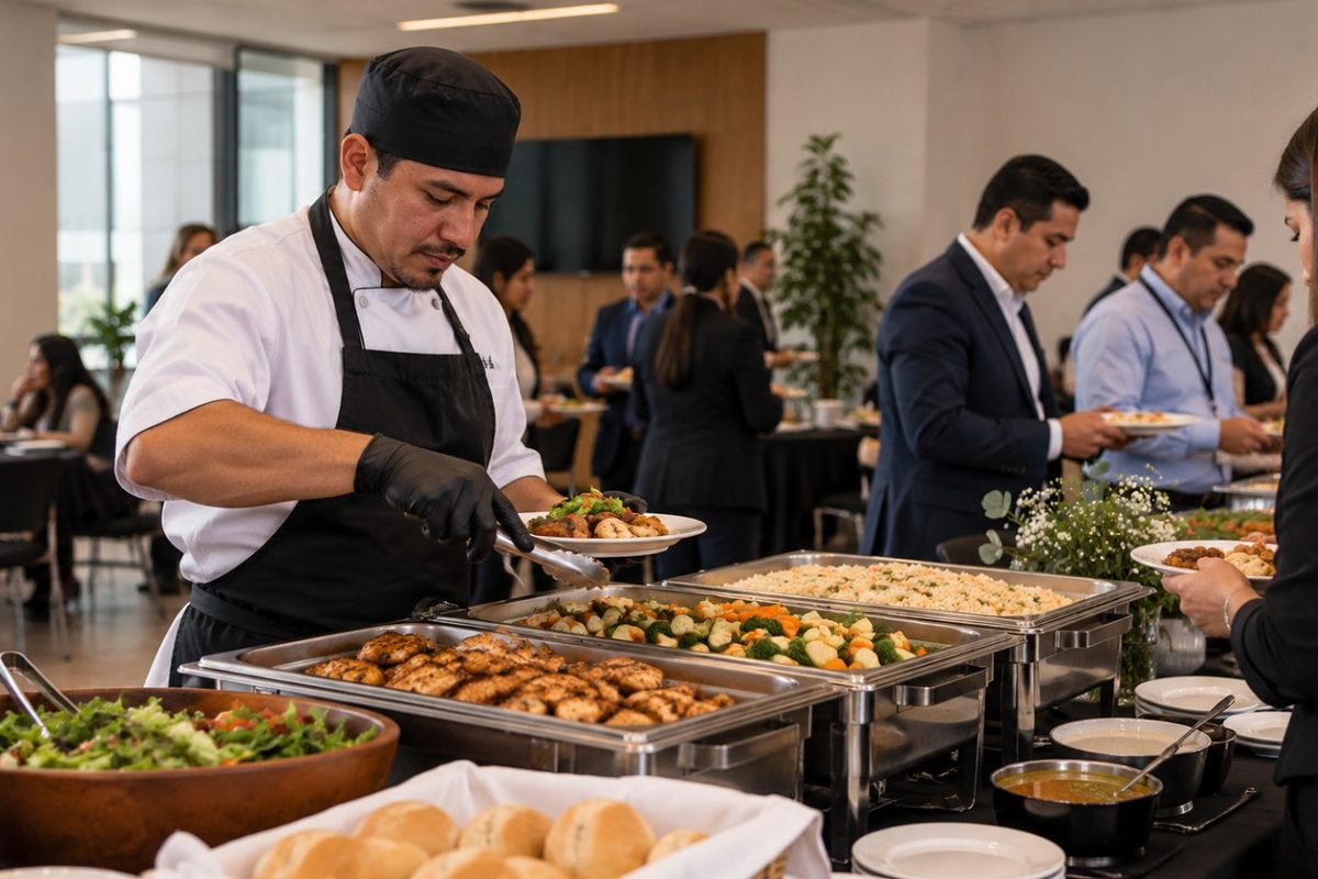 Servicio de buffet para colaboradores en un comedor corporativo